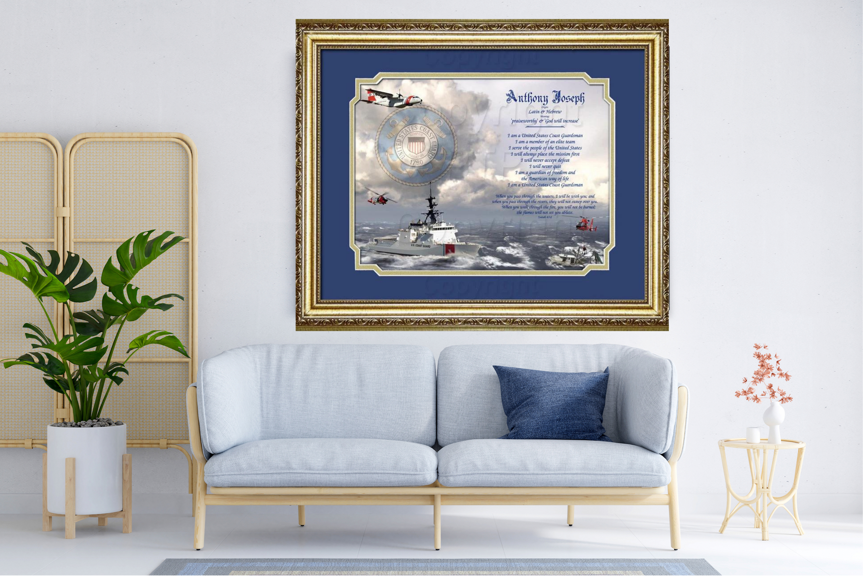 United States Coast Guard Name Meaning Wall Art Print, Any Occupation Profession Name Meaning Wall Art Print