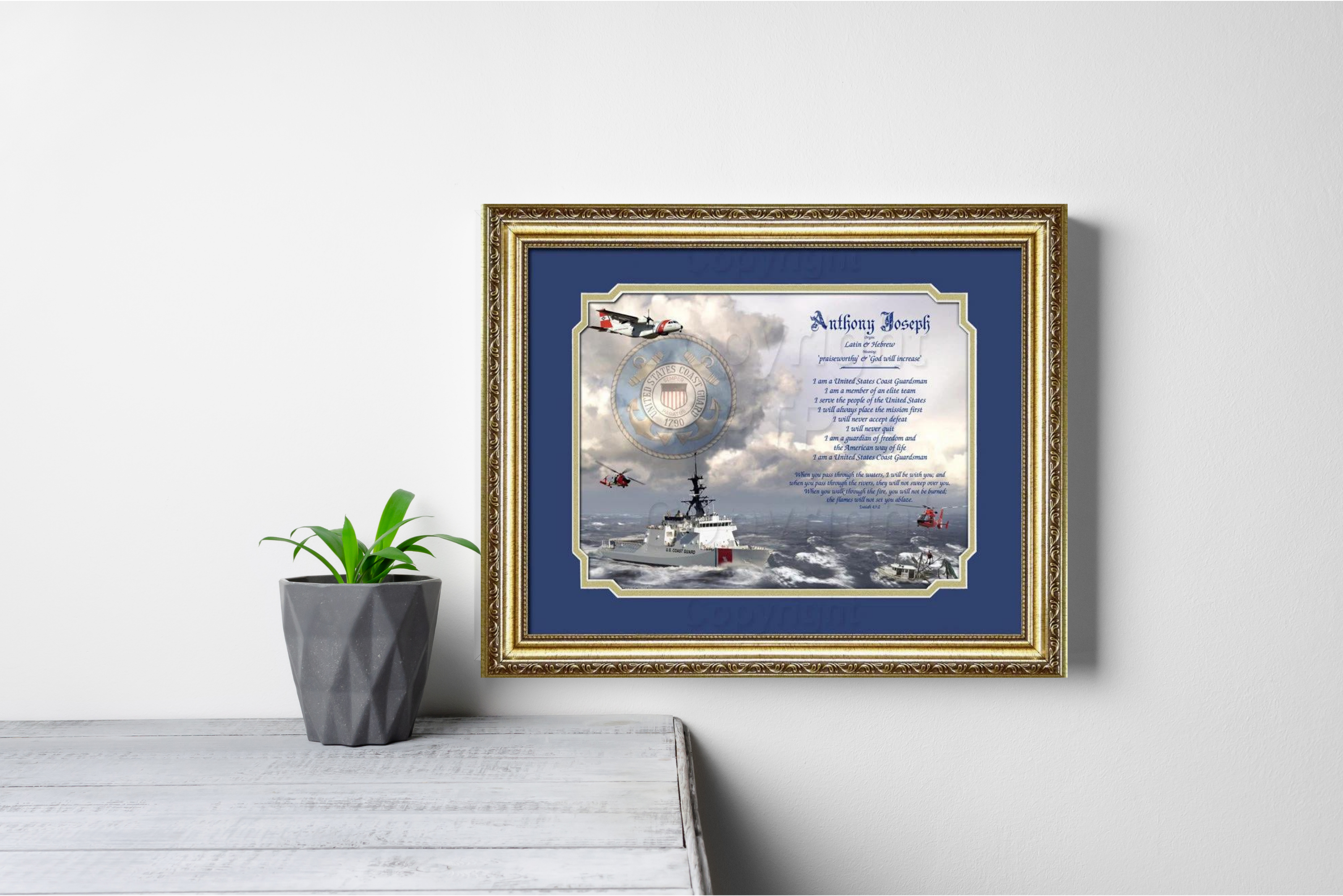 United States Coast Guard Name Meaning Wall Art Print, Any Occupation Profession Name Meaning Wall Art Print