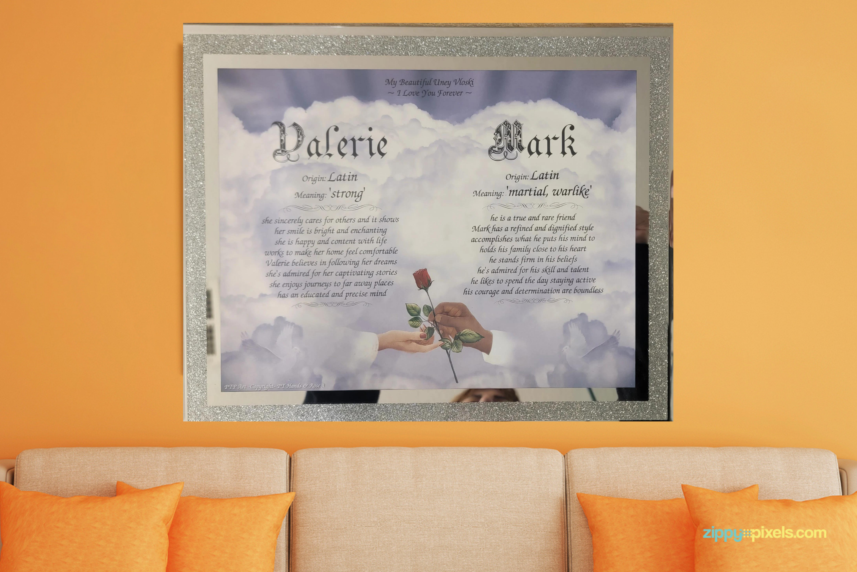 First Name Origin and Meaning Printed frame, Adult Birthday gift