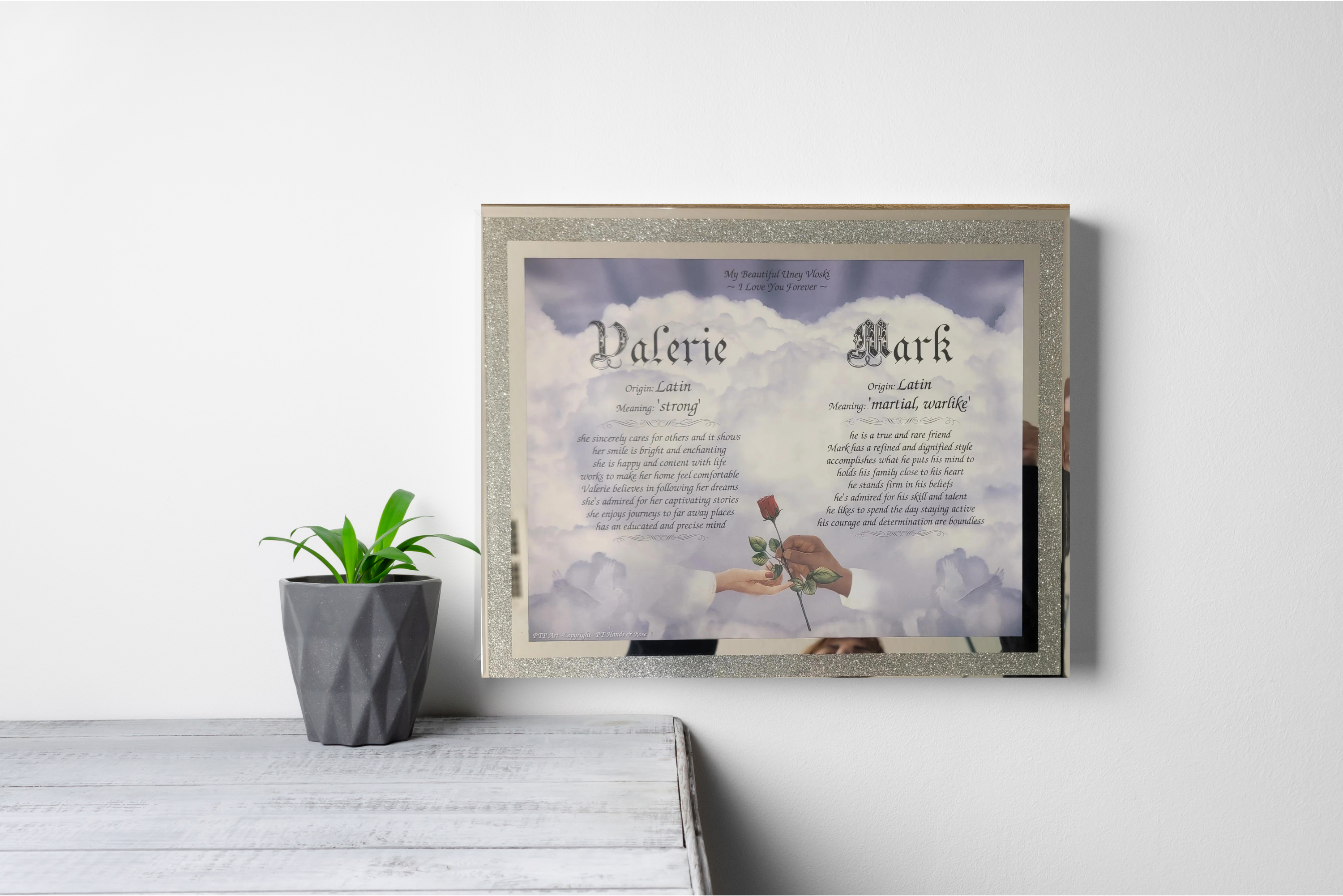 First Name Origin and Meaning Printed frame, Adult Birthday gift